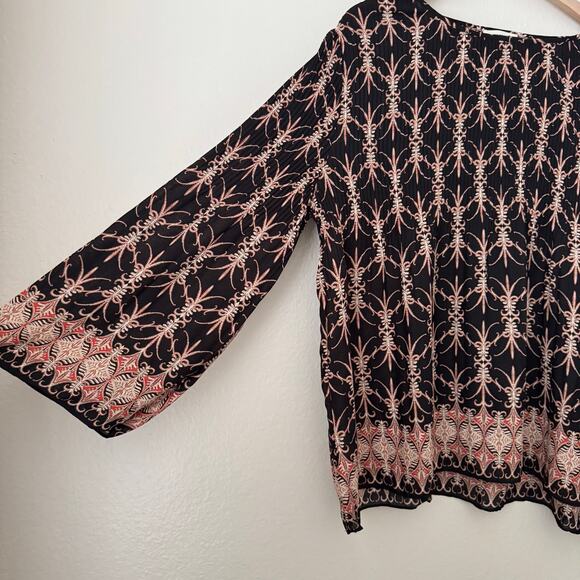 Max Studio Womens Boho Tunic Blouse Flowy Oversized Stretch Top Beachy Size XL - Picture 3 of 10